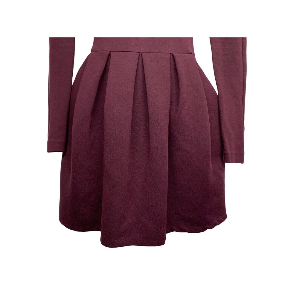 Wilfred Aritzia Women's size 00 Burgundy Fit & Flare Dress Japanese Fabric - Picture 7 of 11